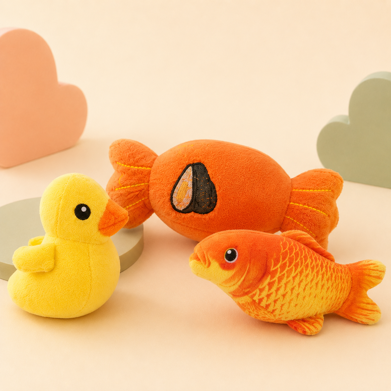 Multifruit Animal Squeaky Plush Dog Chew Toy