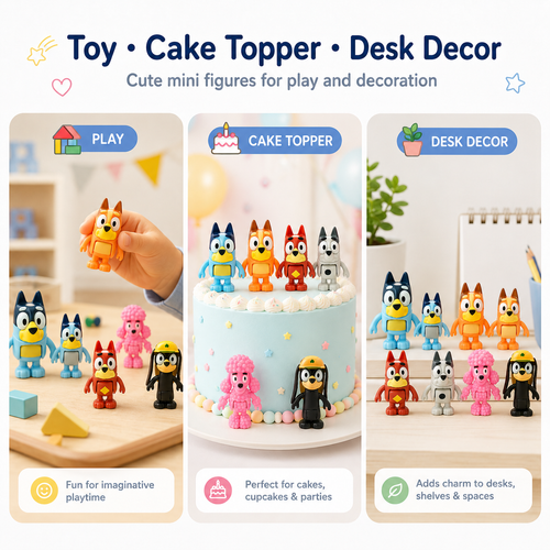 8 In 1 Bluey Family Mini Action Figure Set