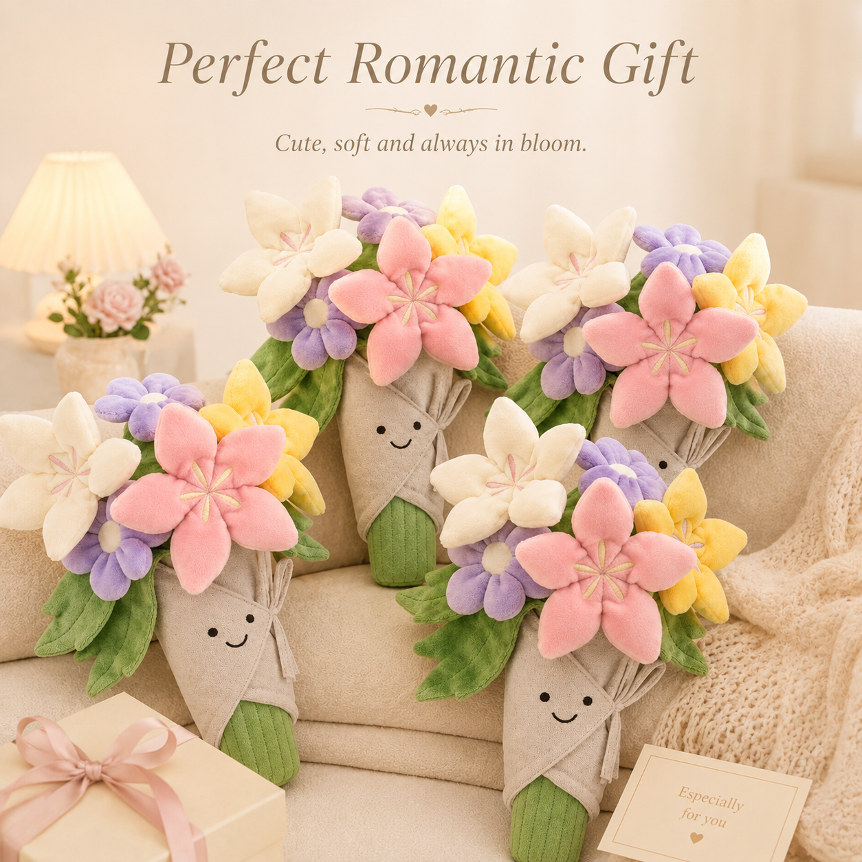 Cartoon Smiling Plush Flower Bouquet Stuffed Toy