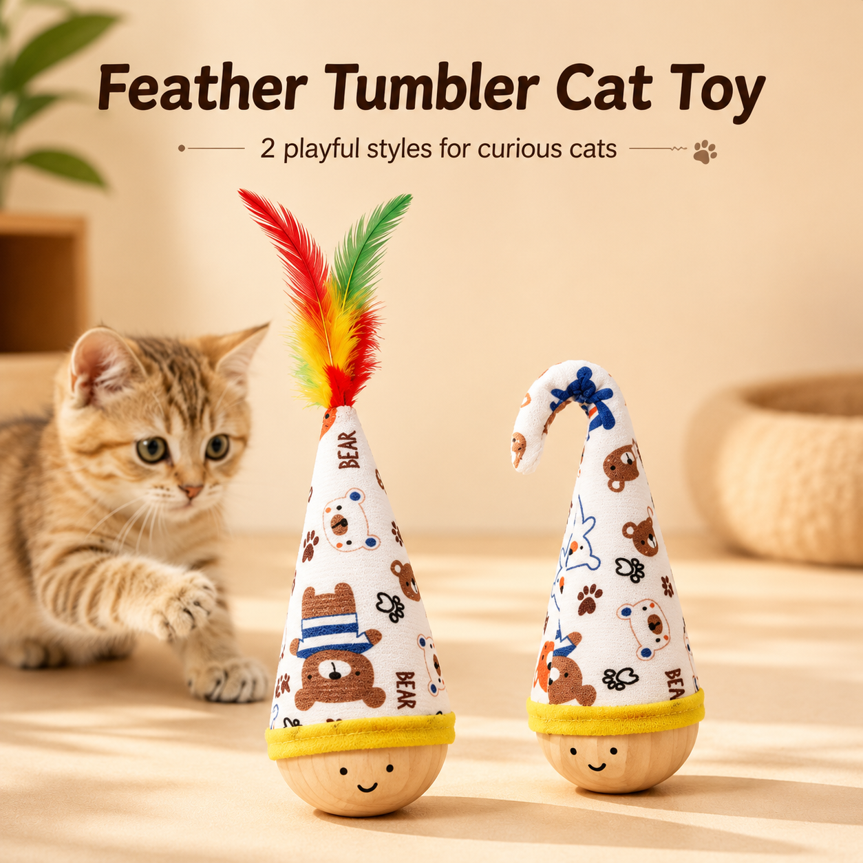 Feather Tumbler Cat Interactive Toy