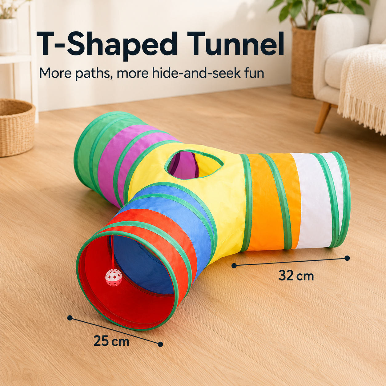 Foldable Rainbow Cat Play Tunnel