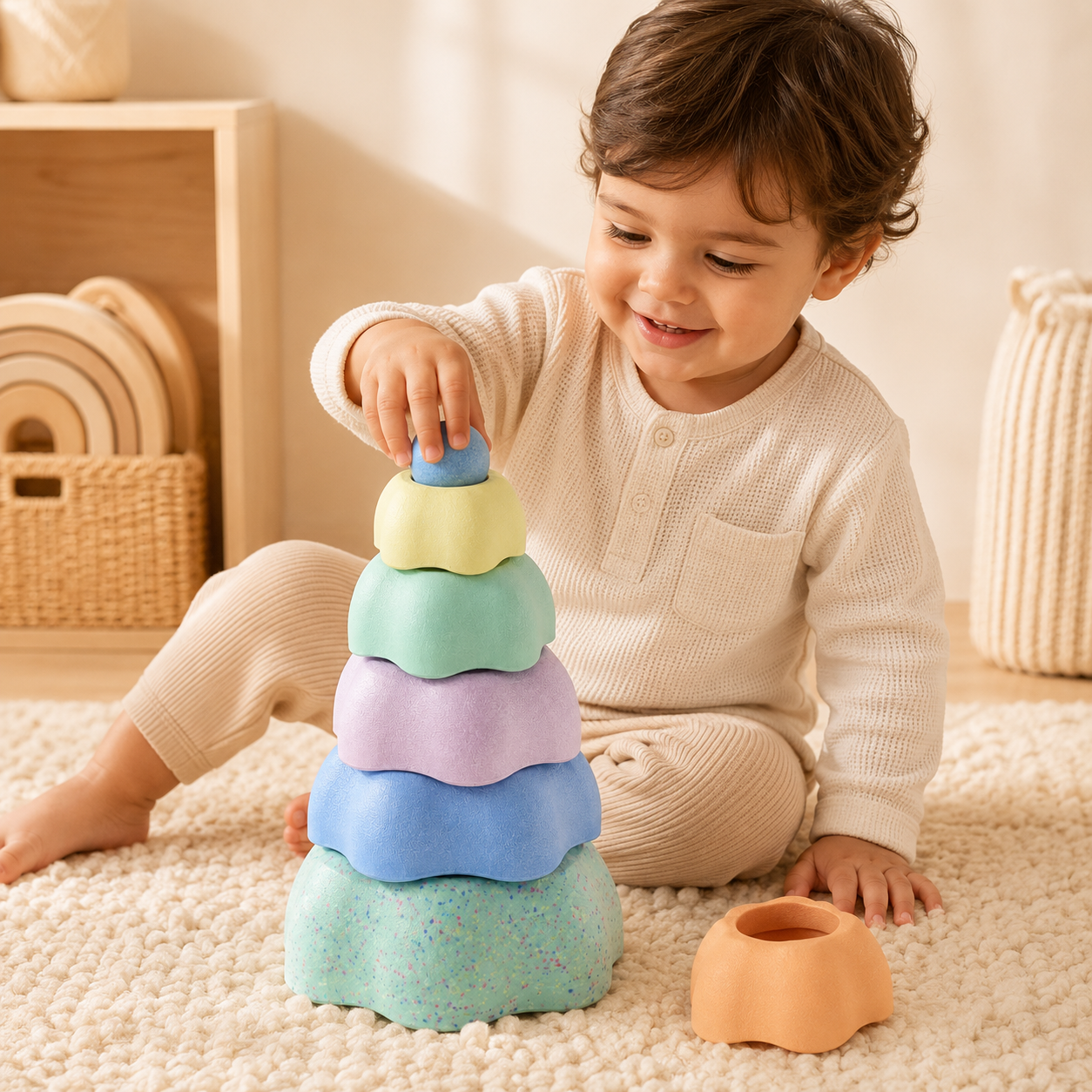 Rainbow Flower Shape Soft Stacking Blocks Toy