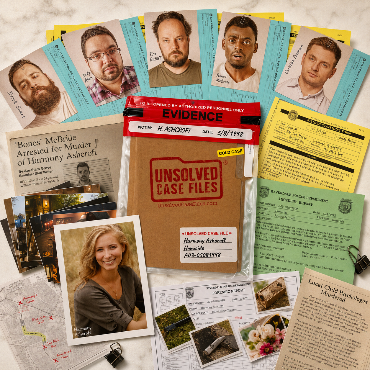 Harmony Ashcroft Unsolved Cold Case Murder Mystery Game