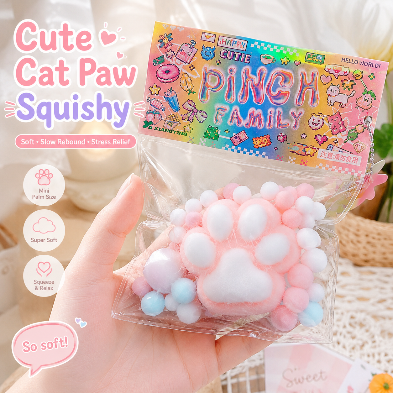 Fluffy Cloud Cat Paw Squishy Toy