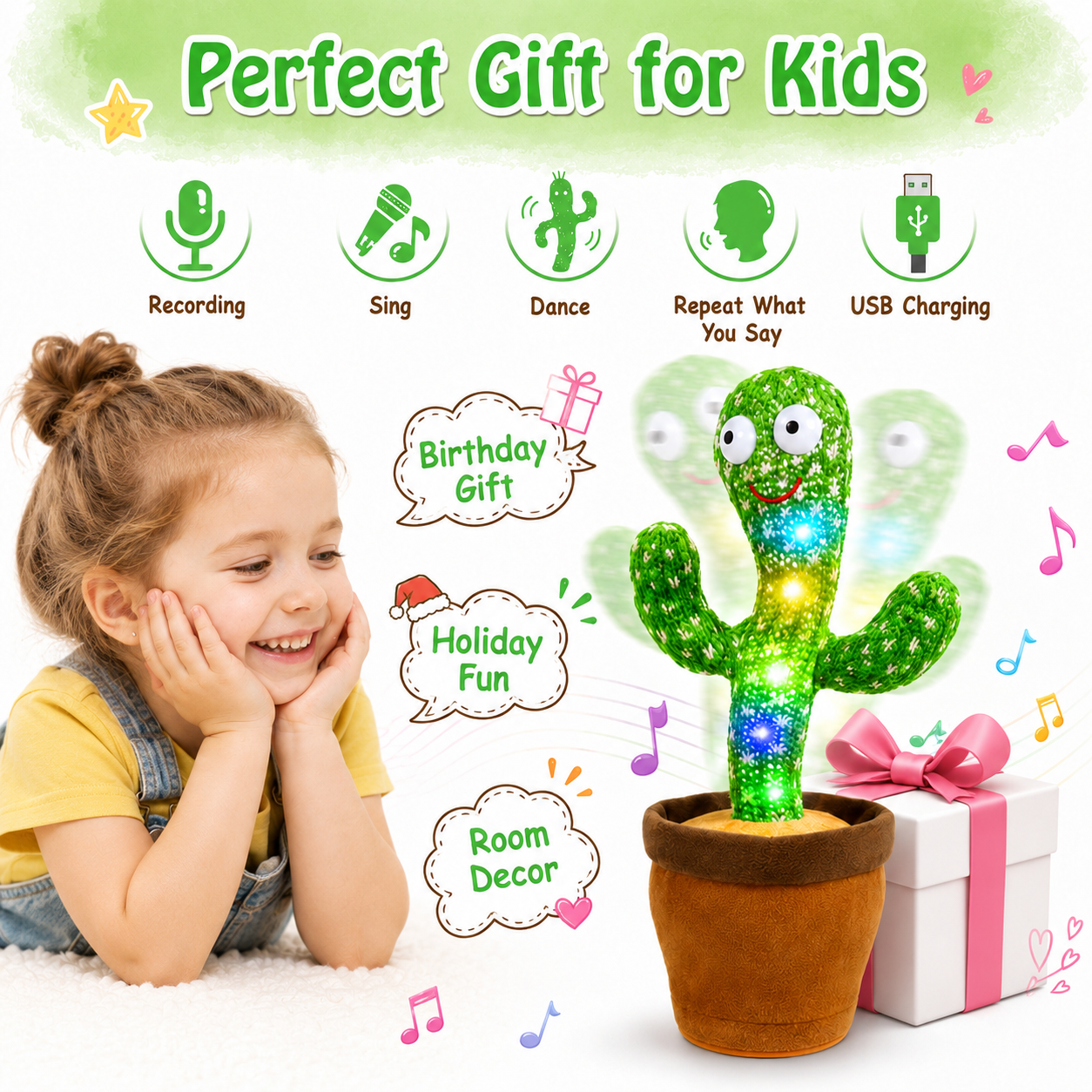 Singing Dancing Repeat Talking Cactus Plush Toy
