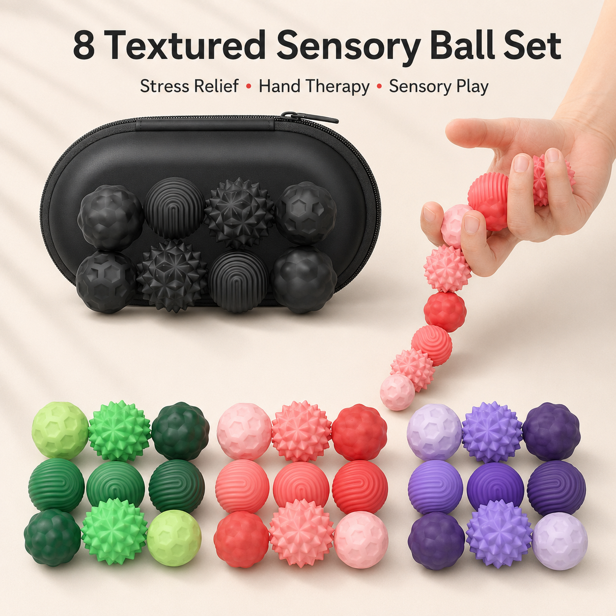 8 In 1 Multi Texture Sensory Massage Fidget Ball Set