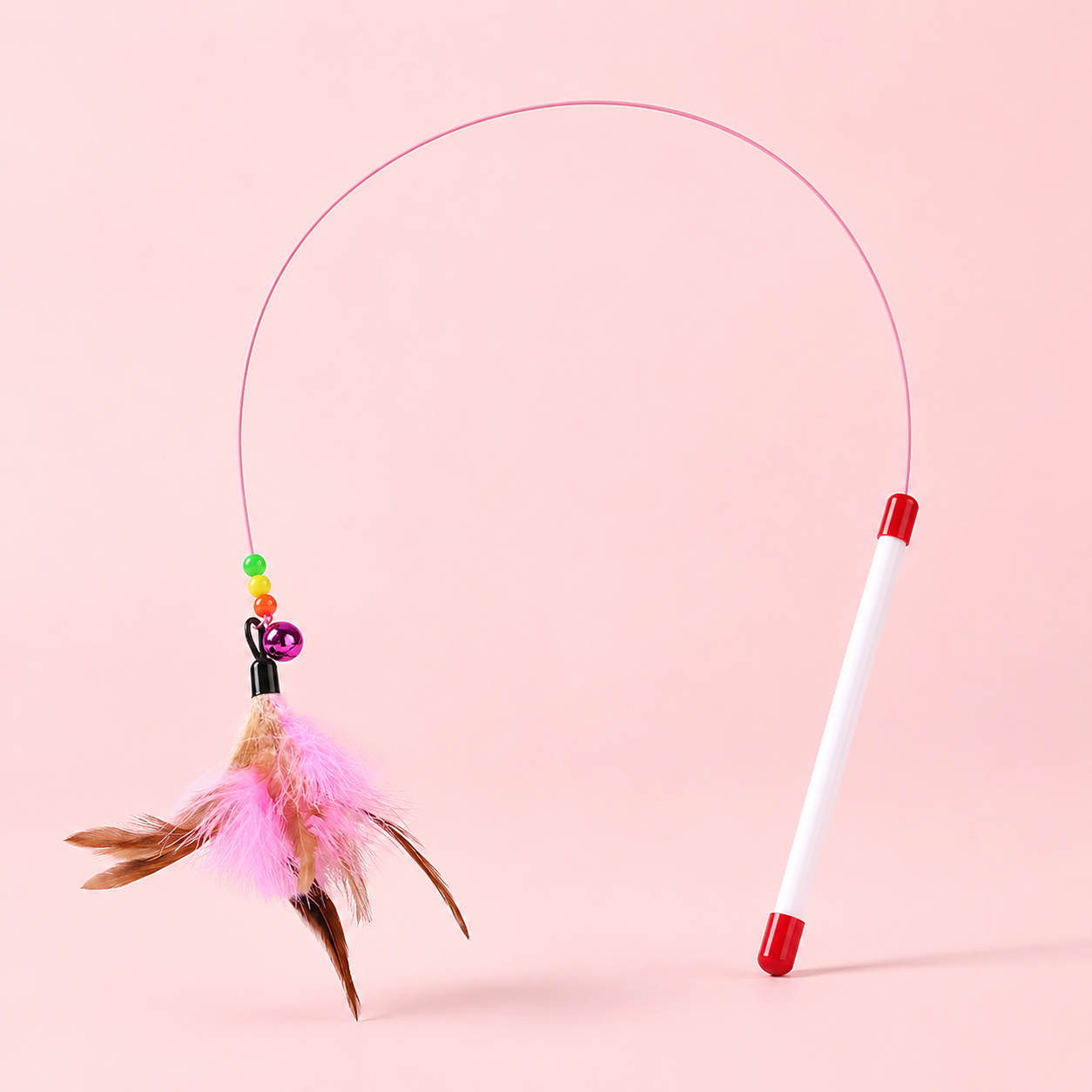 Flexible Steel Wire Bell Feather Cat Wand