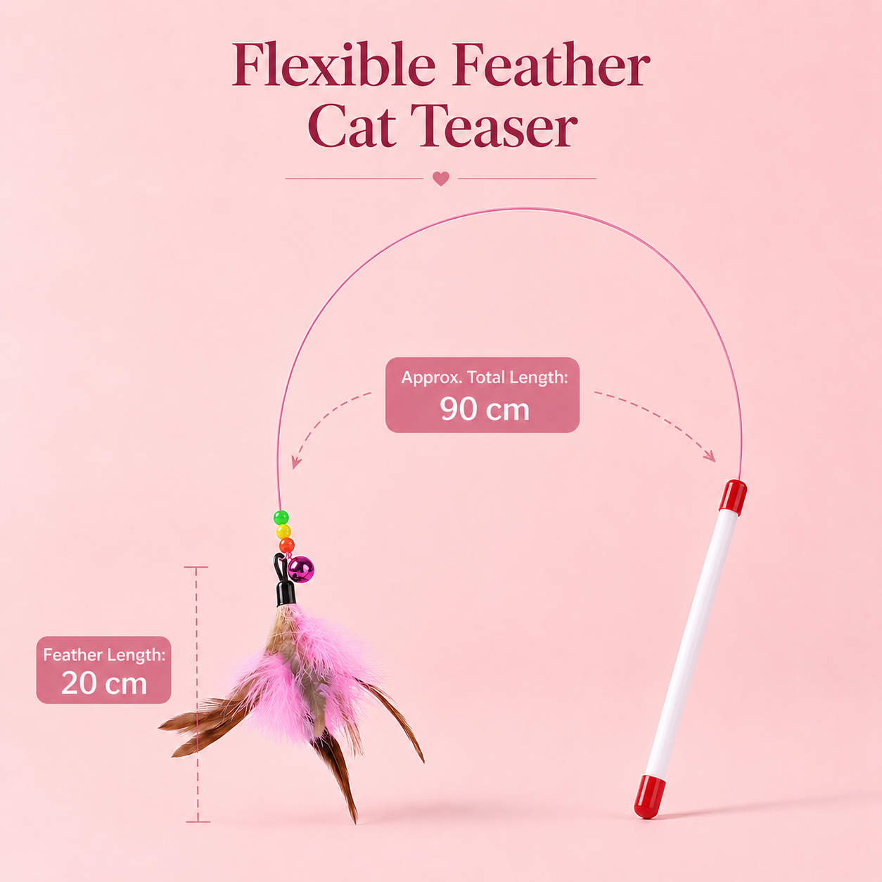 Flexible Steel Wire Bell Feather Cat Wand