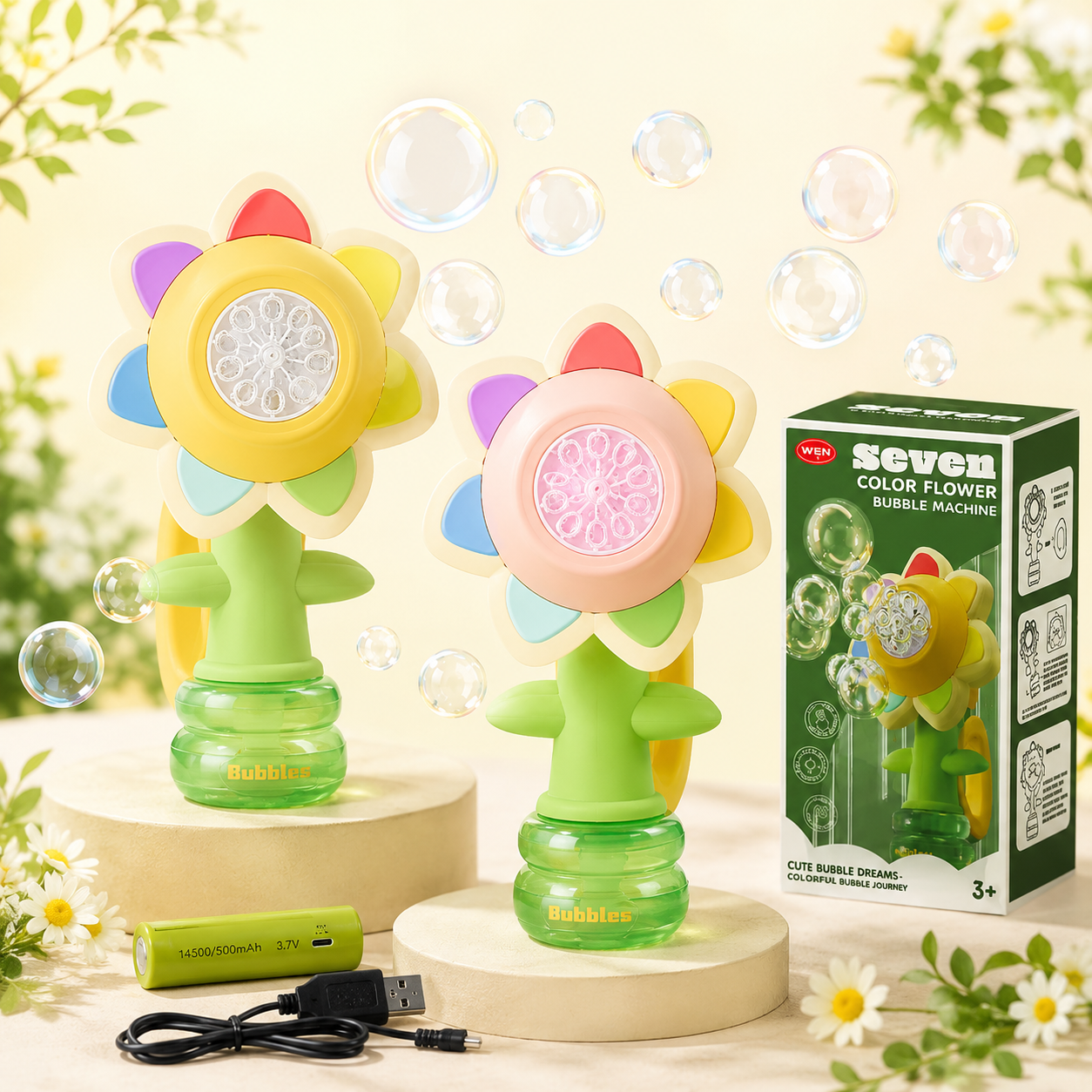 Sunflower Flower Handheld Electric Bubble Blower Toy