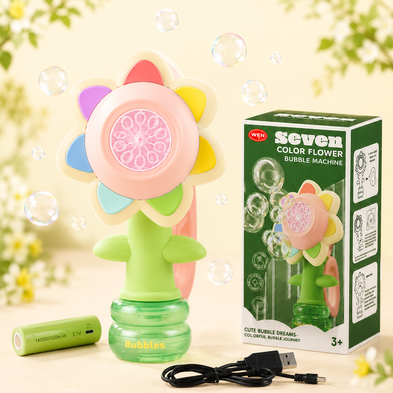 Sunflower Flower Handheld Electric Bubble Blower Toy