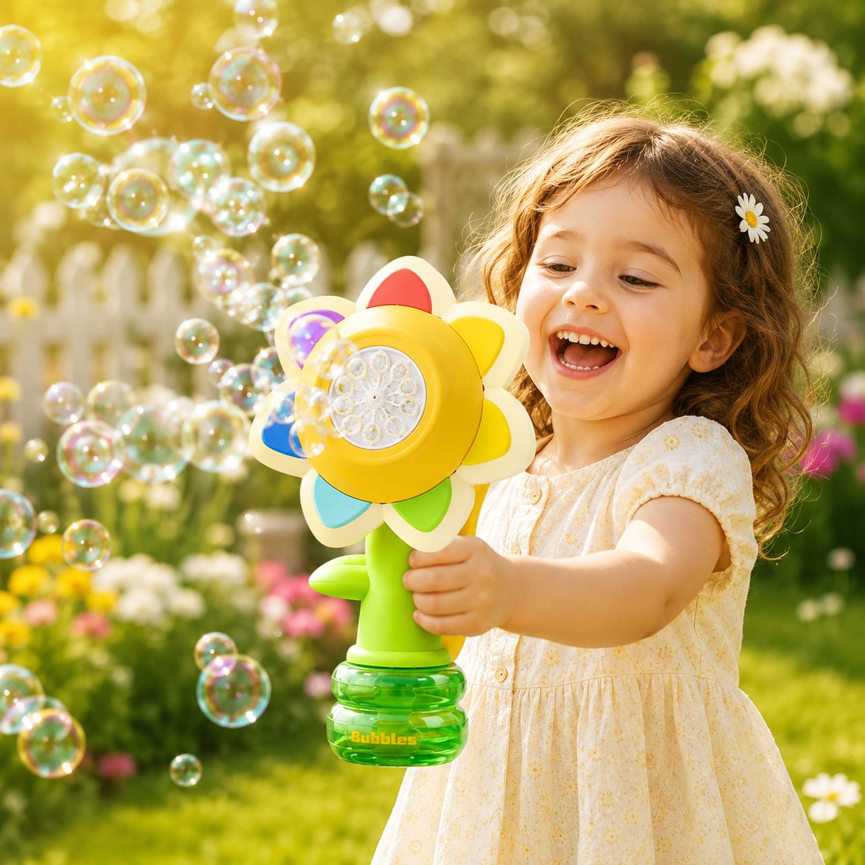 Sunflower Flower Handheld Electric Bubble Blower Toy