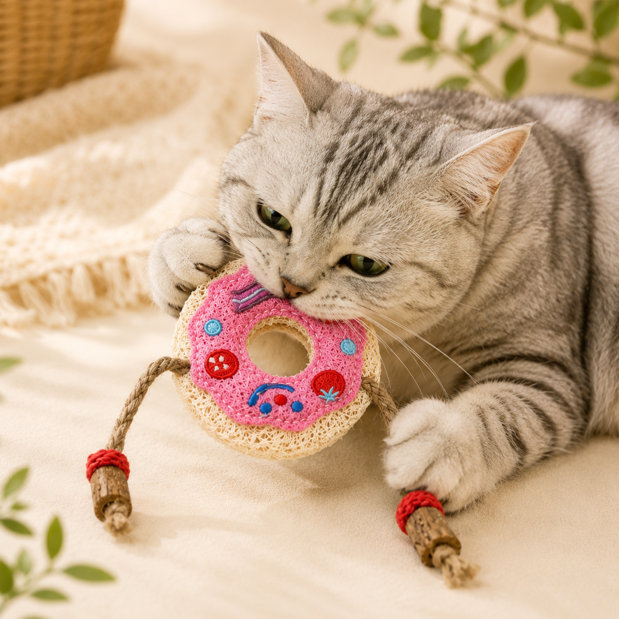 Natural Loofah Cat Dental Chew Toy