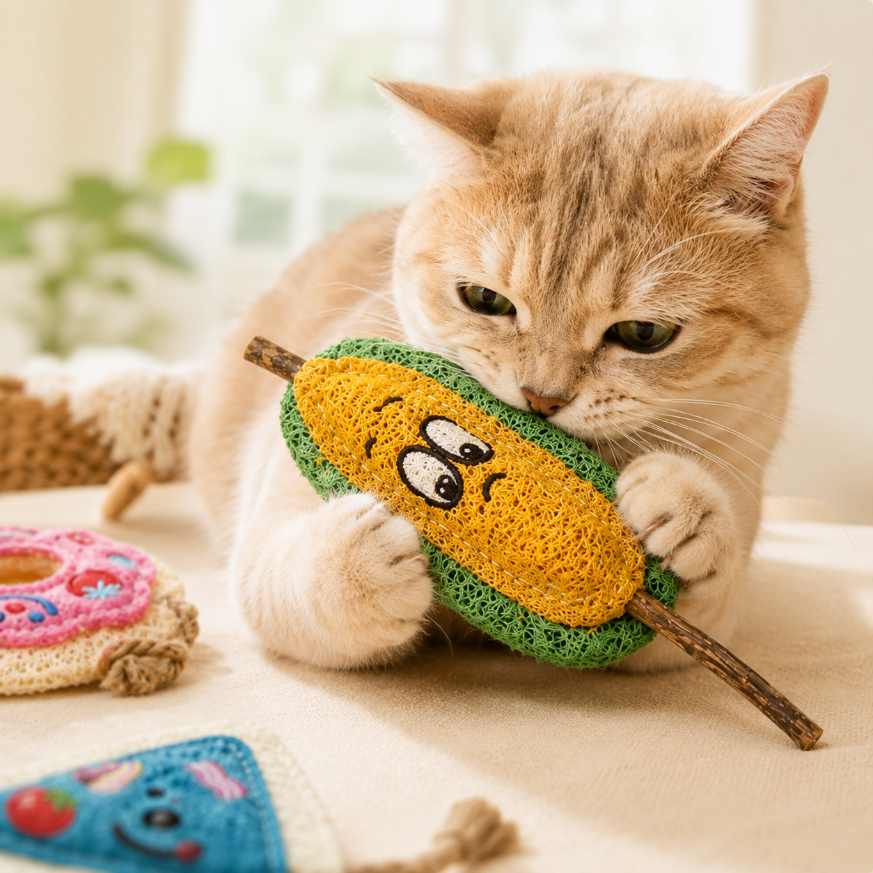 Natural Loofah Cat Dental Chew Toy