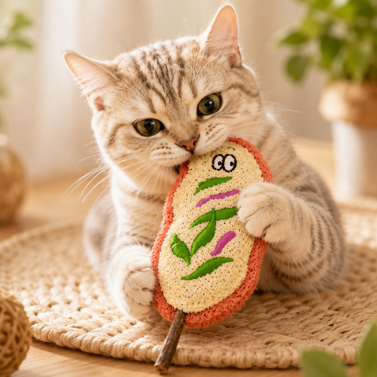 Natural Loofah Cat Dental Chew Toy
