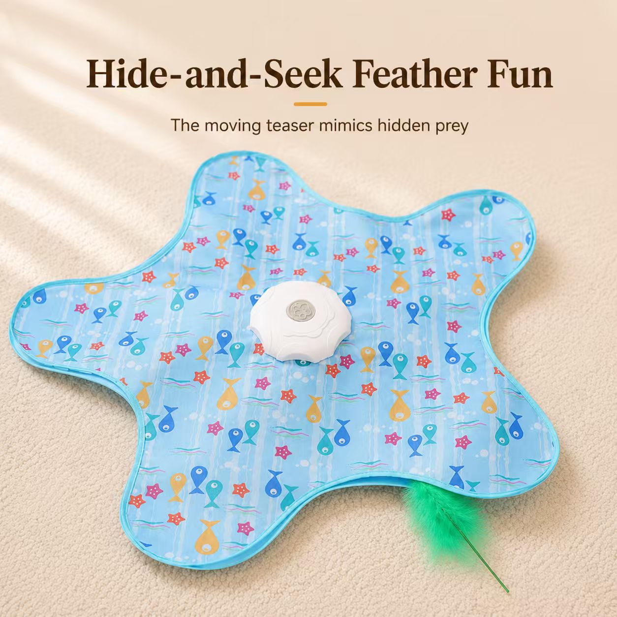 Automatic Starfish Interactive Cat Toy Mat with Feather