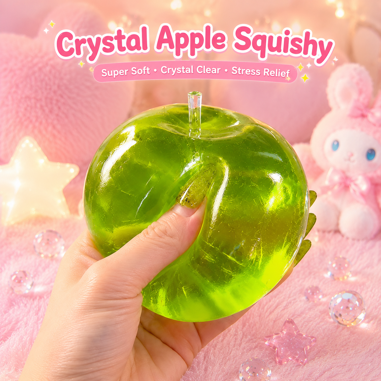 Transparent Jelly Green Apple Slow Rebound Squishy Toy