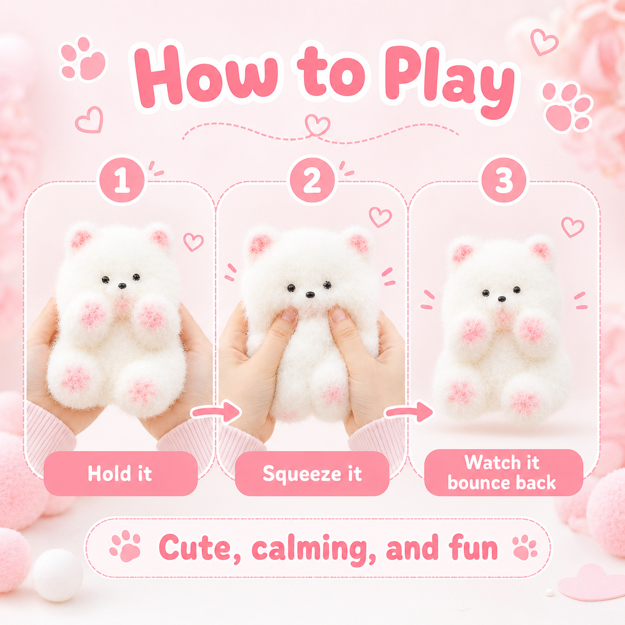 Kawaii Fluffy Animal Slow Rebound Squishy Fidget Toy