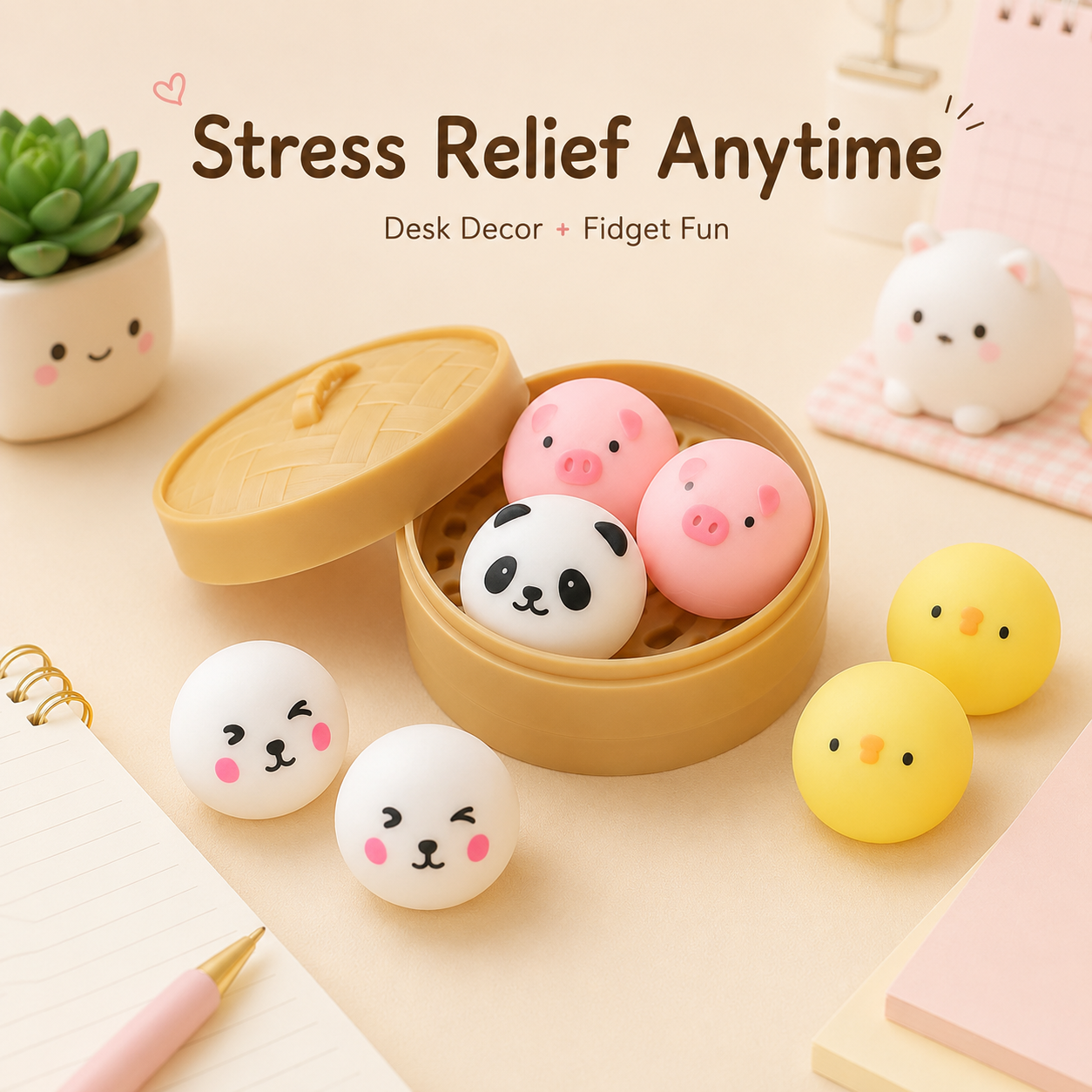 Cartoon Animal Slow Rebound Stress Squeeze Toy with Mini Steamer Box