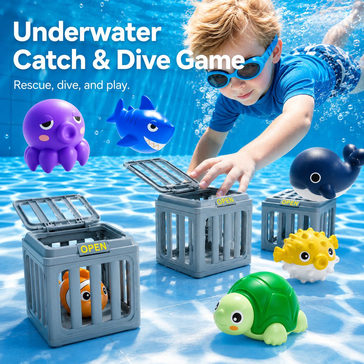 Pool Catch Cage Dive Game Set