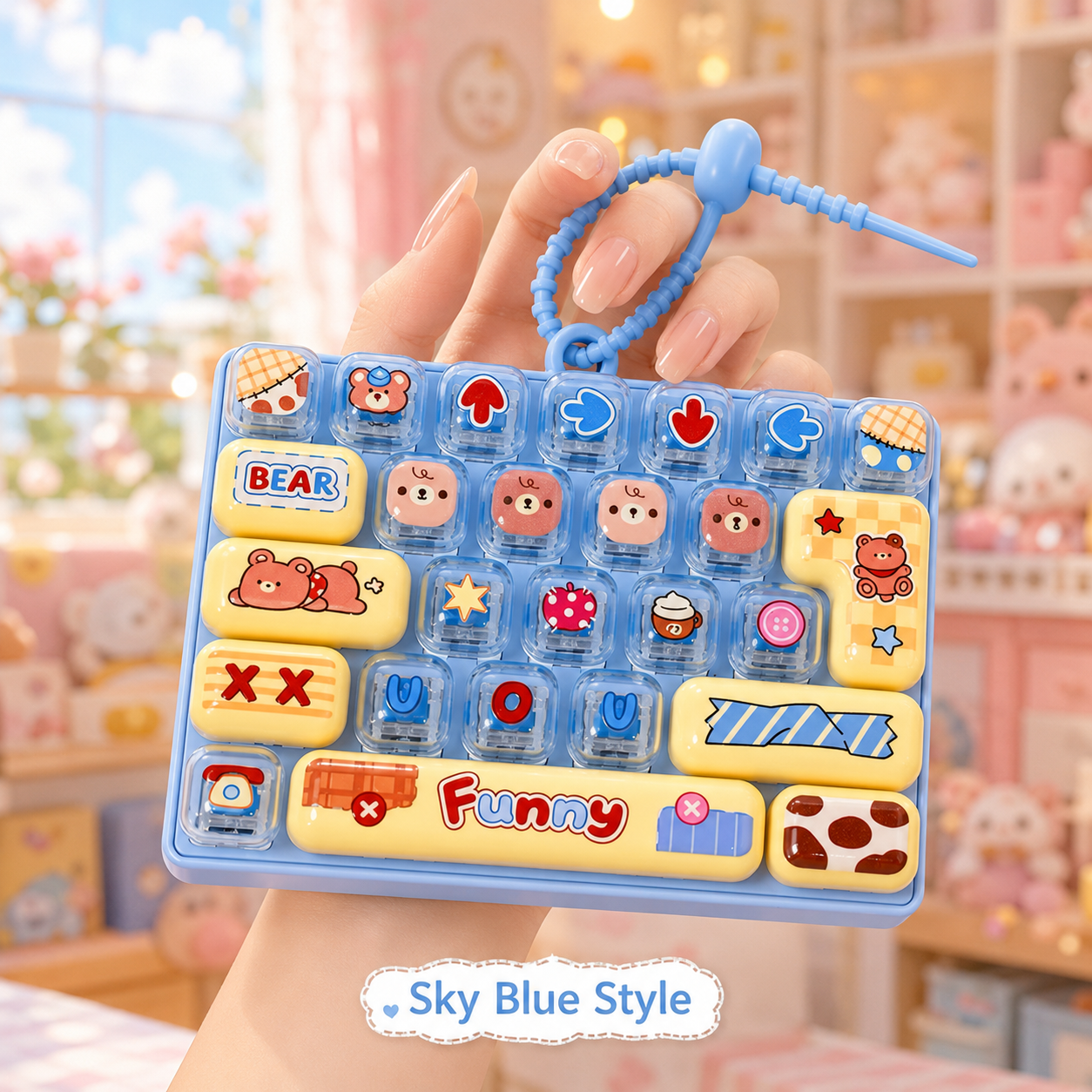 Cartoon Keyboard Shape Pop Fidget Keychain