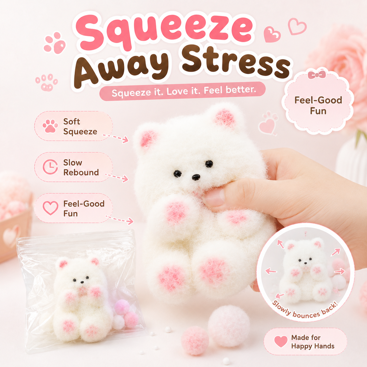 Kawaii Fluffy Animal Slow Rebound Squishy Fidget Toy