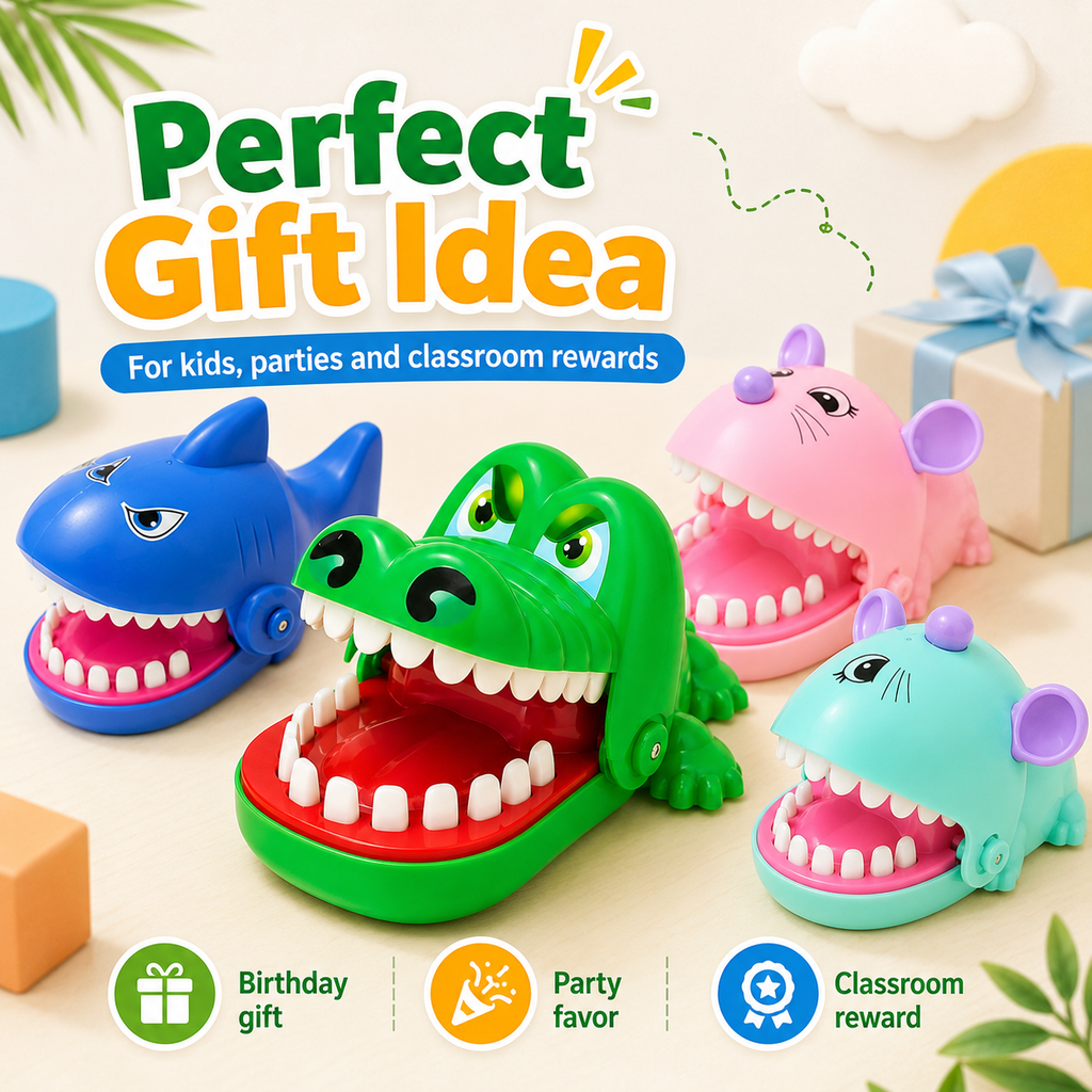 Funny Crocodile Bite Finger Prank Toy, Random Risk Interactive Party Game