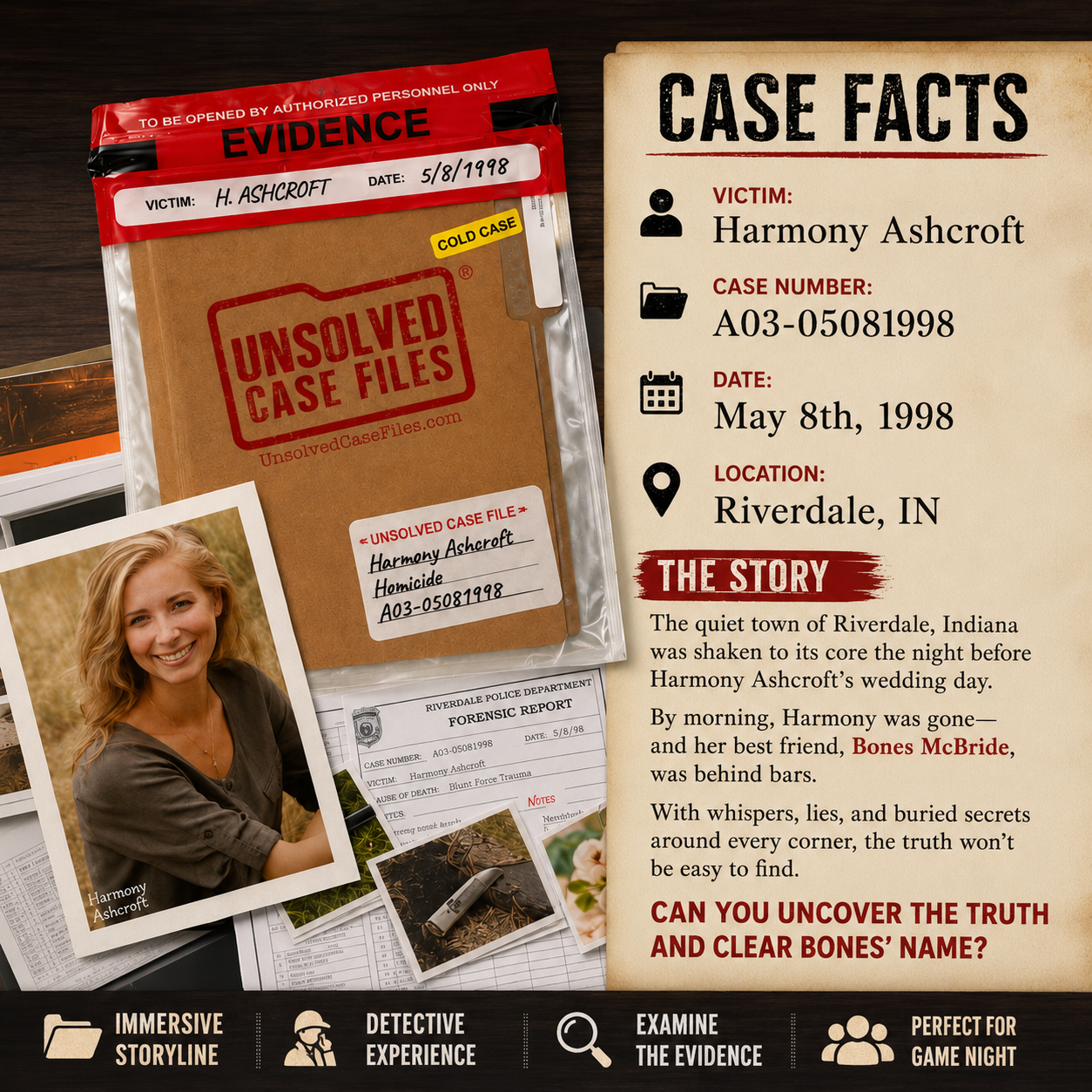 Harmony Ashcroft Unsolved Cold Case Murder Mystery Game