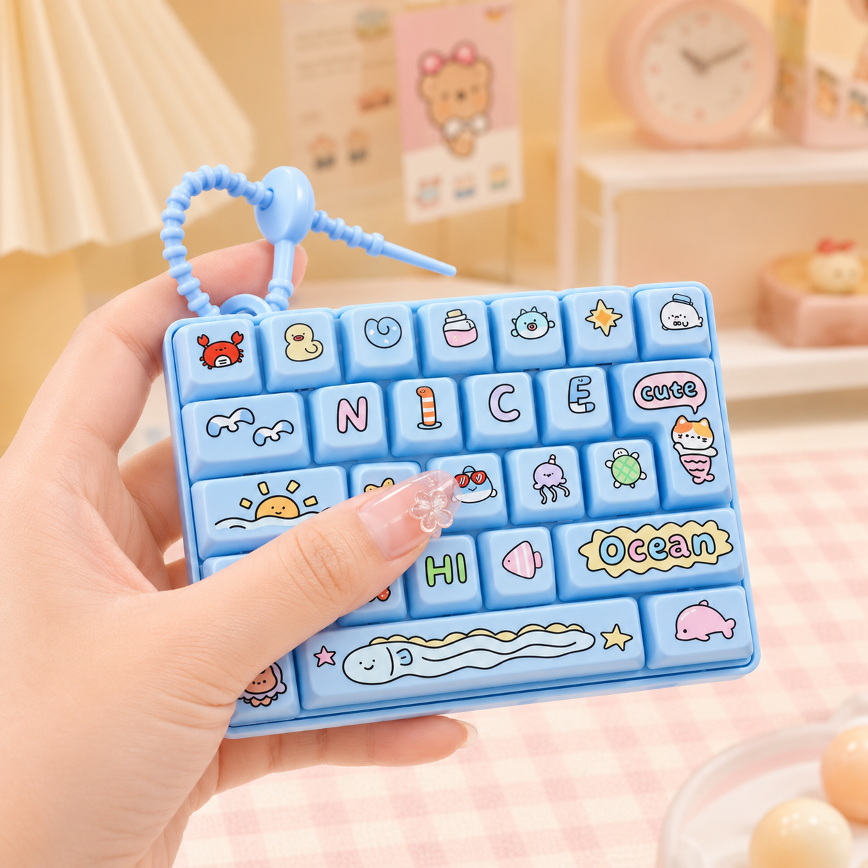 Pastel Keyboard Pop Fidget Keychain