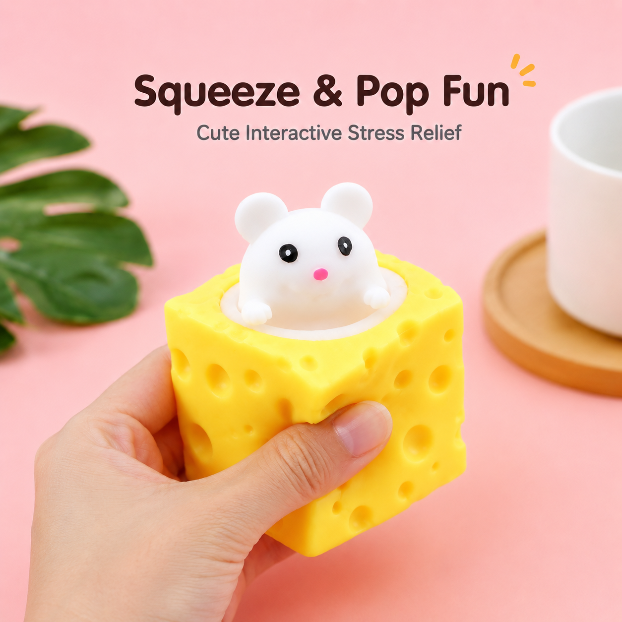 Squishy Cheese Mouse Toy, Pop Up Design for Instant Stress Relief