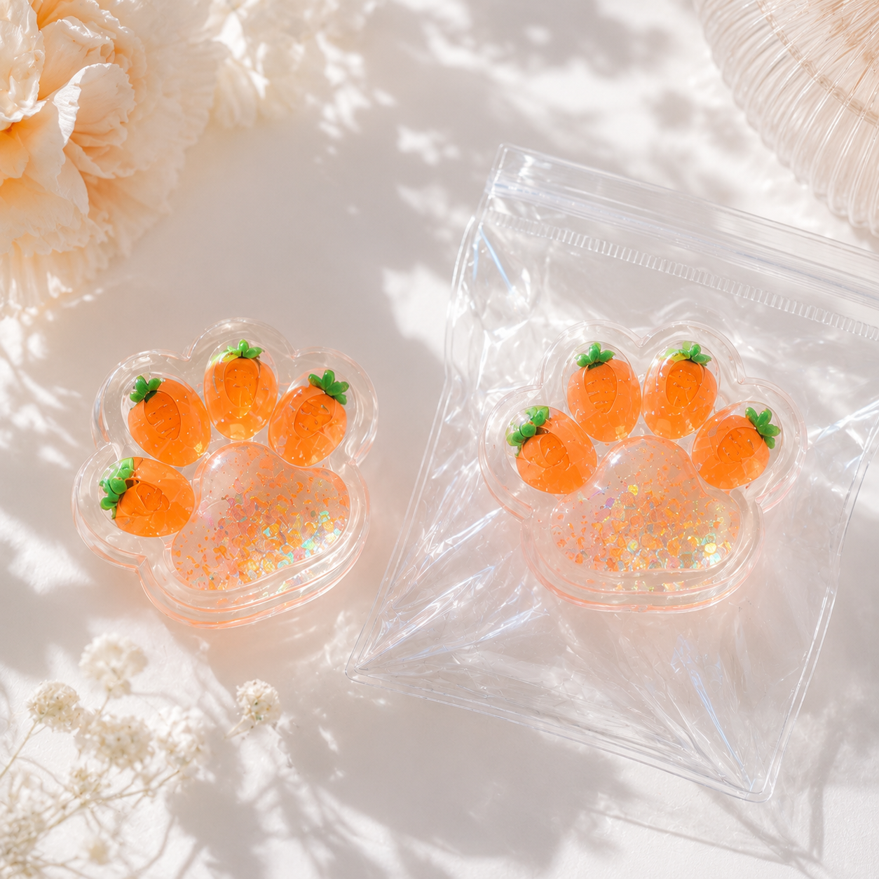Glitter Peach Squishy Toy