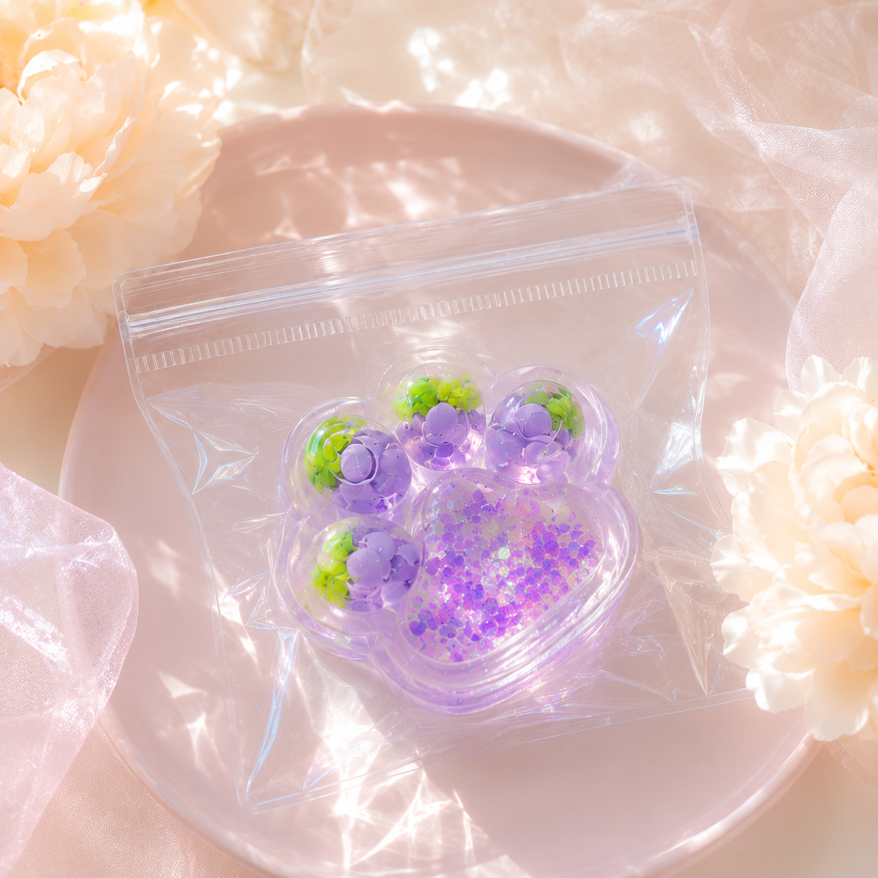 Glitter Peach Squishy Toy