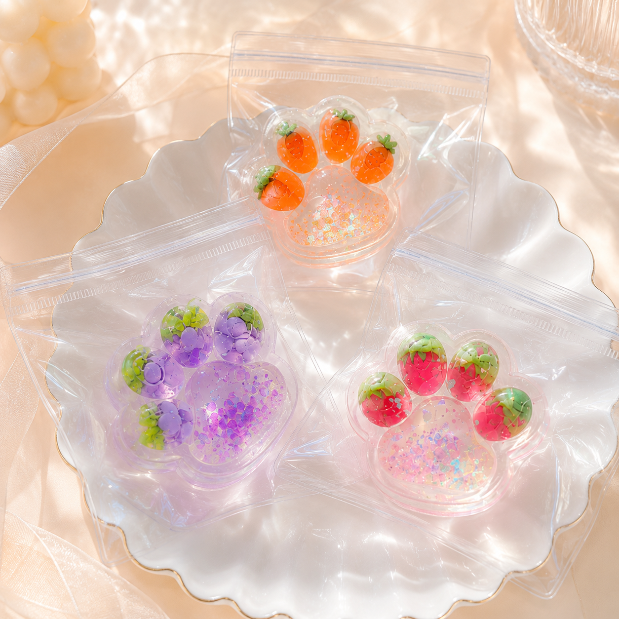 Glitter Peach Squishy Toy