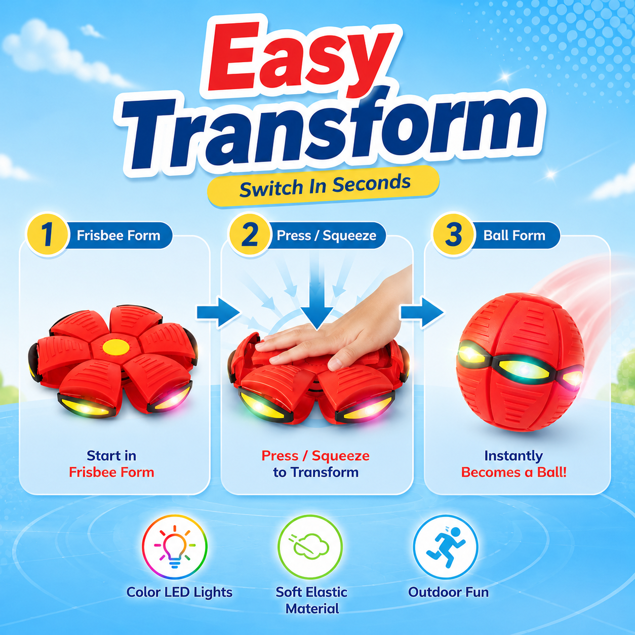 LED Light Magic Deform Flying Saucer Ball Toy