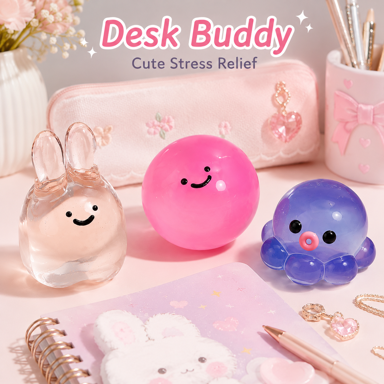 Transparent Jelly Octopus Rabbit Star Squishy Fidget Toy