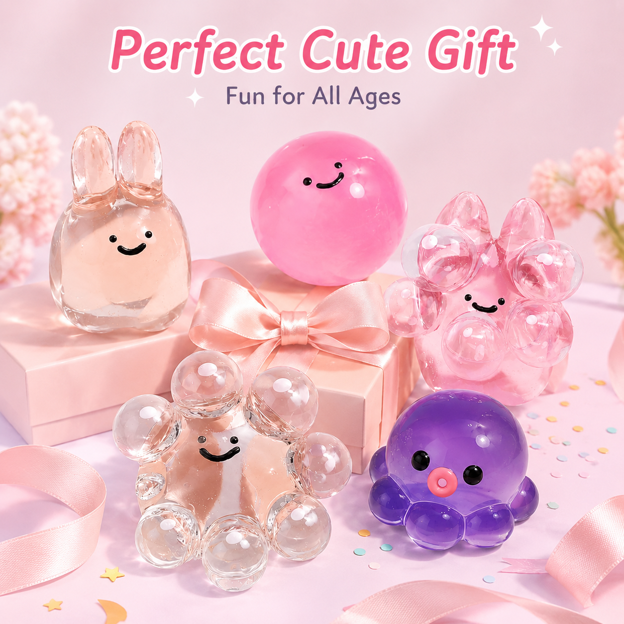 Transparent Jelly Octopus Rabbit Star Squishy Fidget Toy