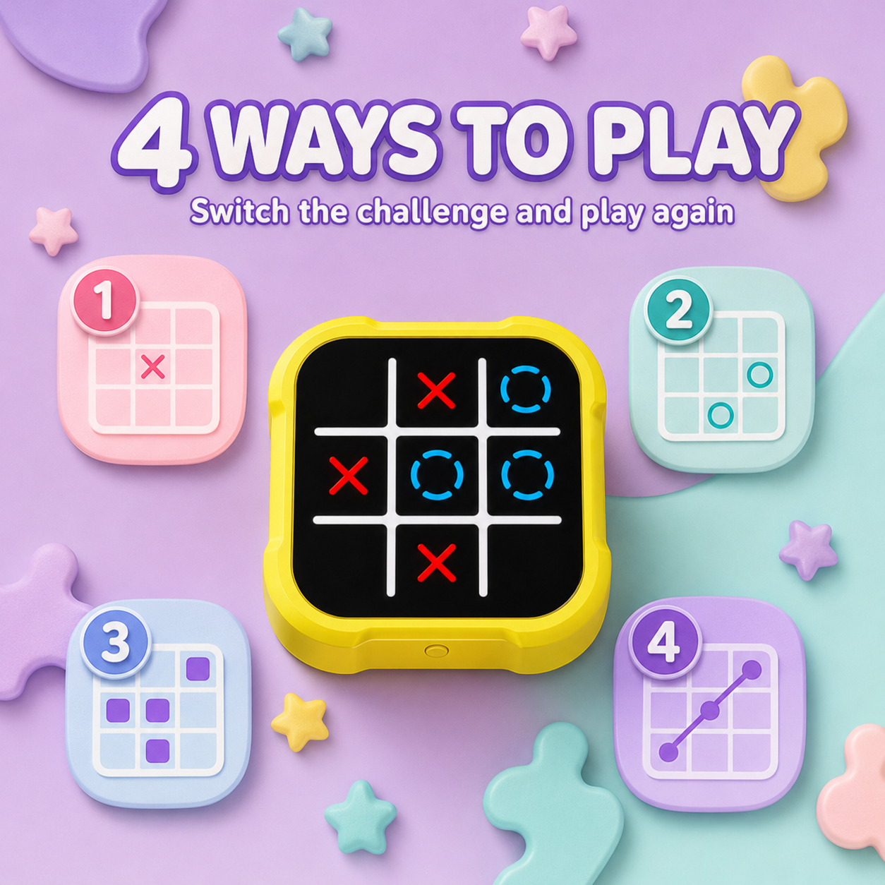 4 IN 1 Electronic Smart Tic Tac Toe Puzzle Game Toy