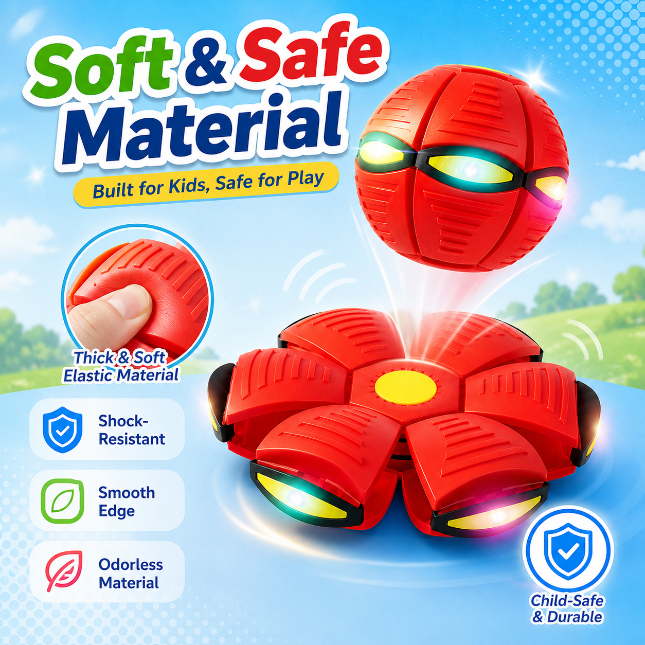LED Light Magic Deform Flying Saucer Ball Toy