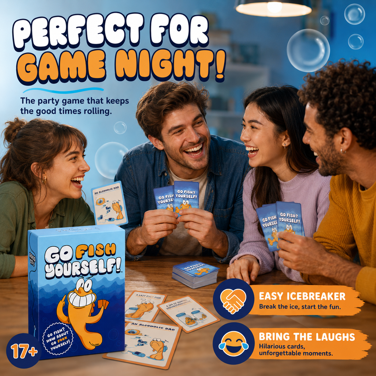 48 pcs/bag Go Fish Card Game Yourself Fun Gag Gift  Funny cards for family gatherings, pastime, parties