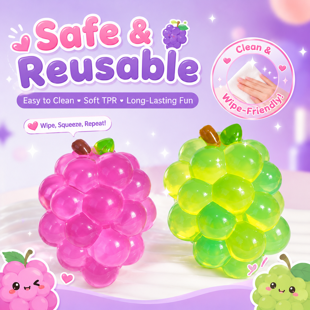 Transparent Jelly Grape Cluster Squishy Squeeze Toy