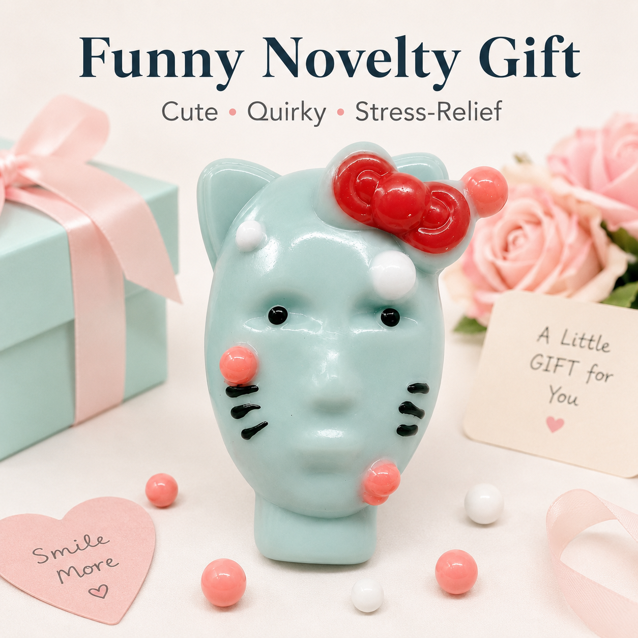 Pimple Popping Human Face Cat Squishy Fidget Toy