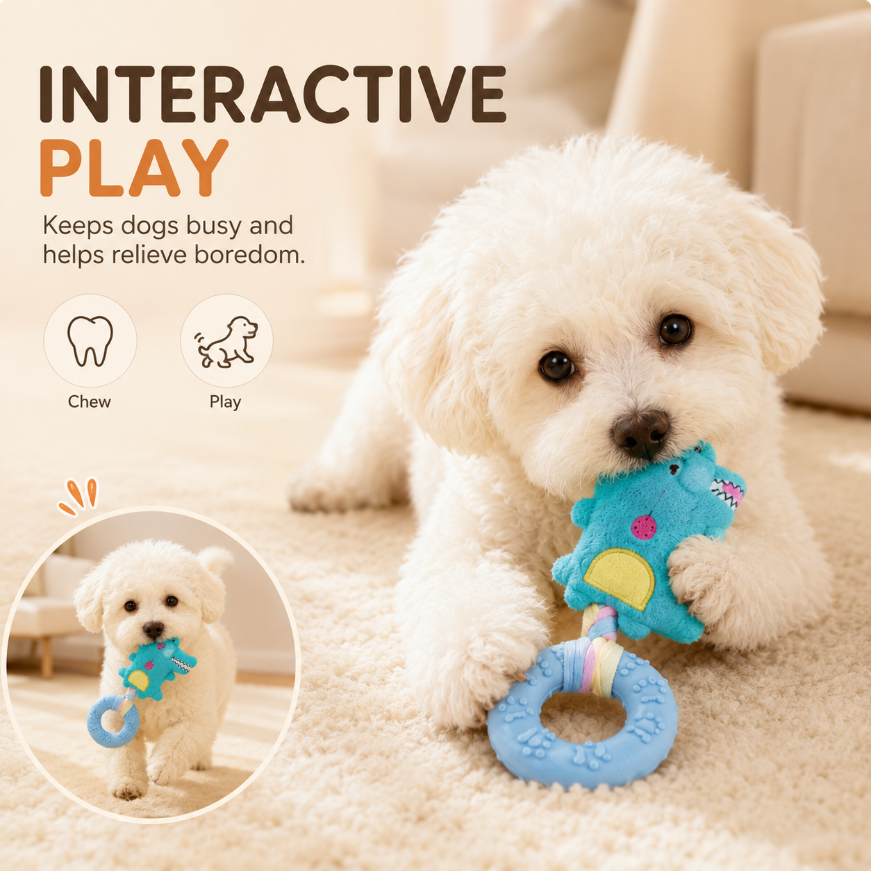 Cartoon Plush Squeaky Durable Chew Toy for Dogs
