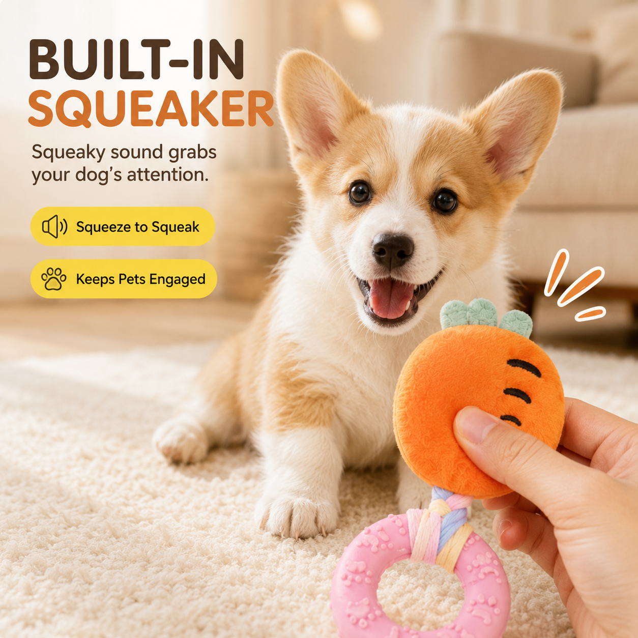 Cartoon Plush Squeaky Durable Chew Toy for Dogs