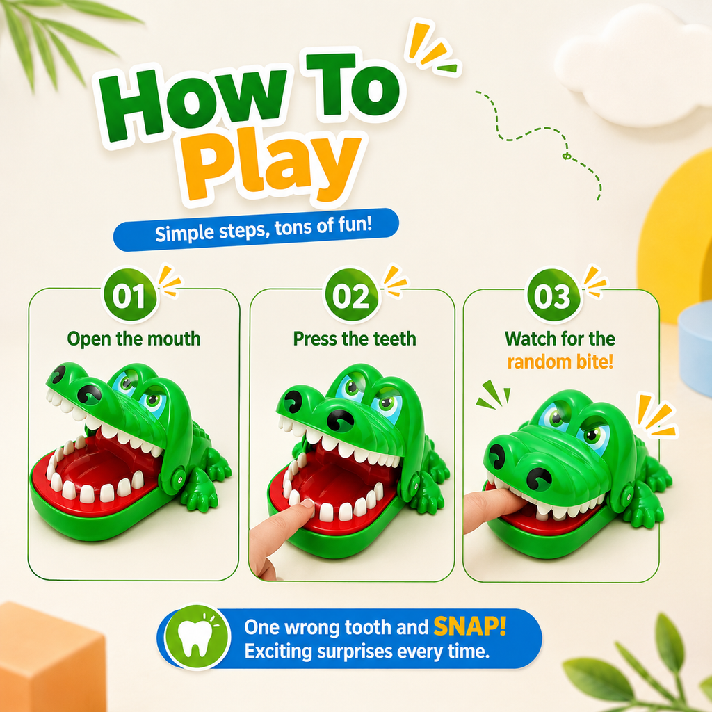 Funny Crocodile Bite Finger Prank Toy, Random Risk Interactive Party Game