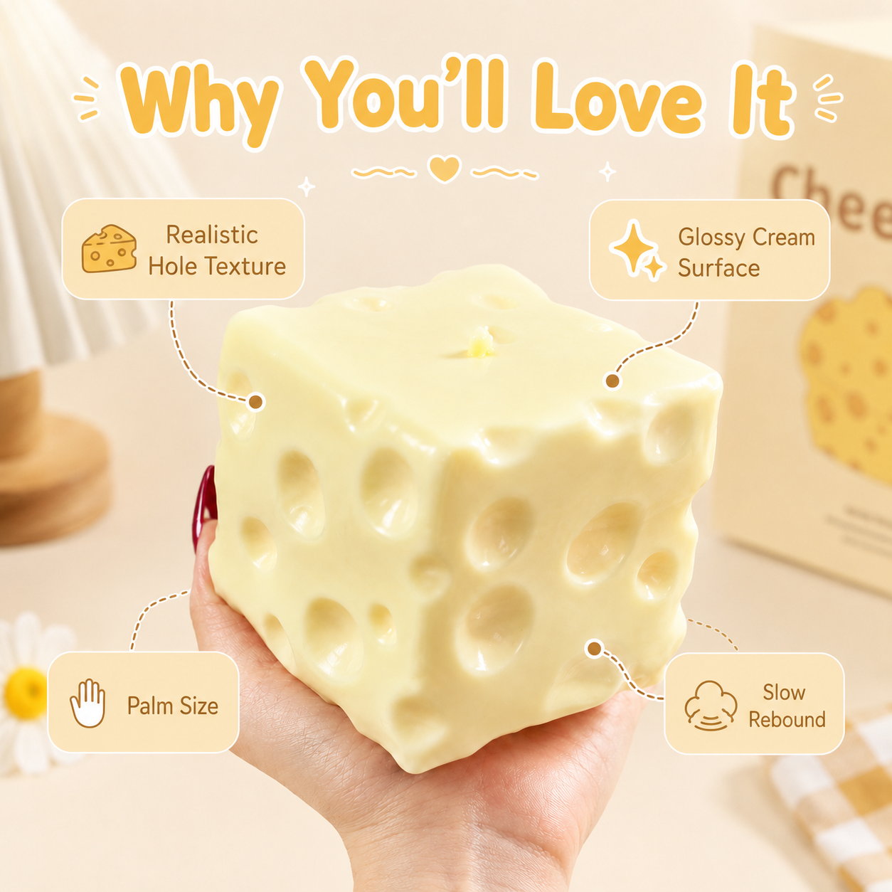 Creamy Cheese Slow Rebound Squishy Fidget Toy