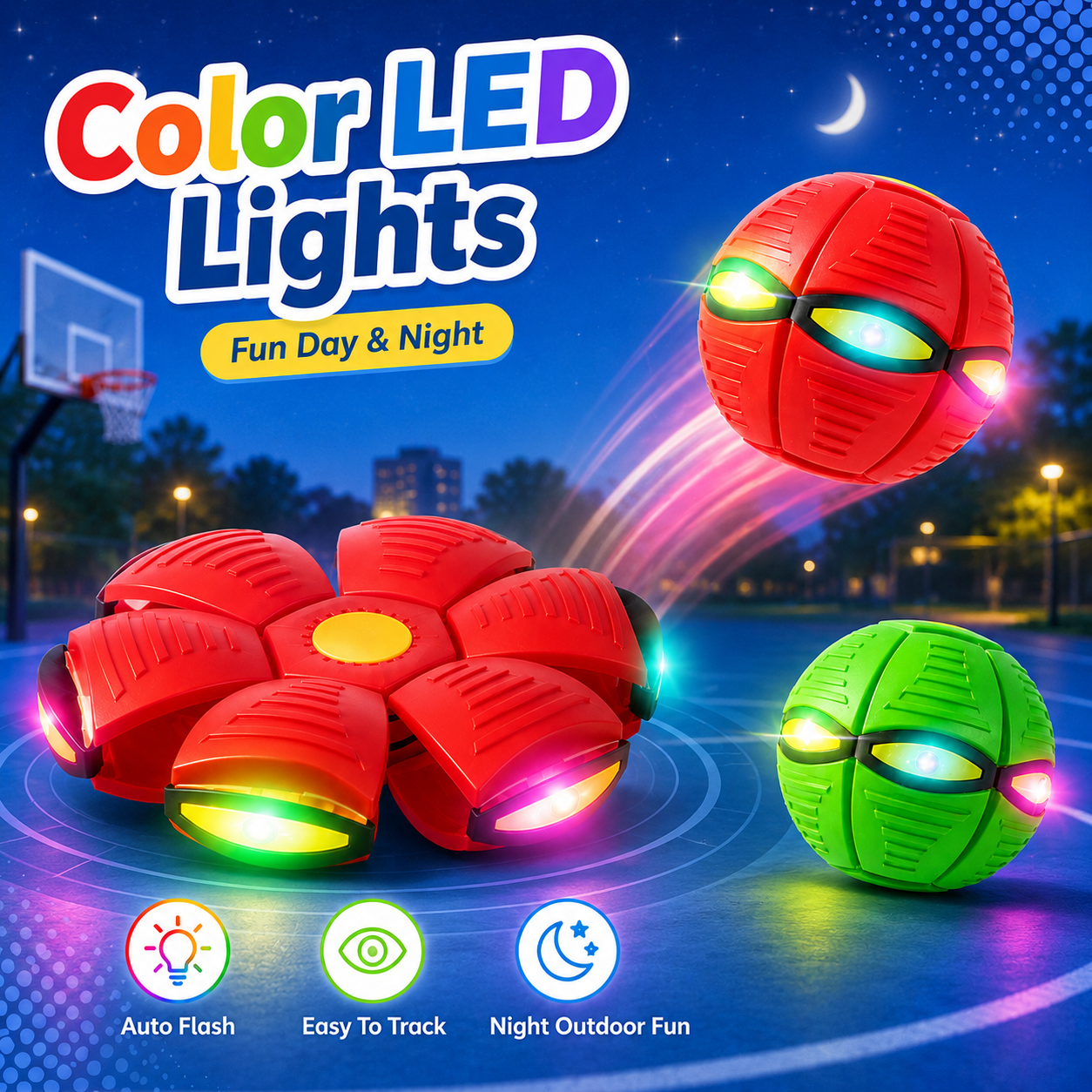 LED Light Magic Deform Flying Saucer Ball Toy
