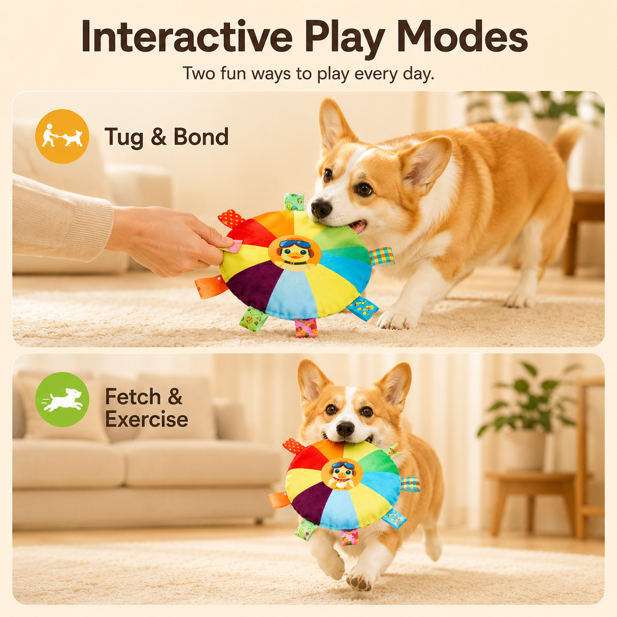 Plush Squeaky Pet Flying Disc Dog Toy