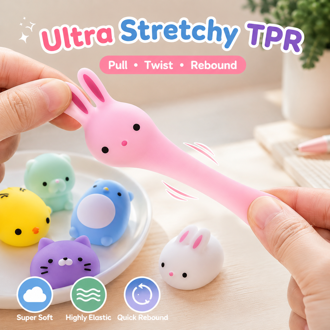 Mixed Styles Mini Kawaii Mochi Squishy Fidget Toy