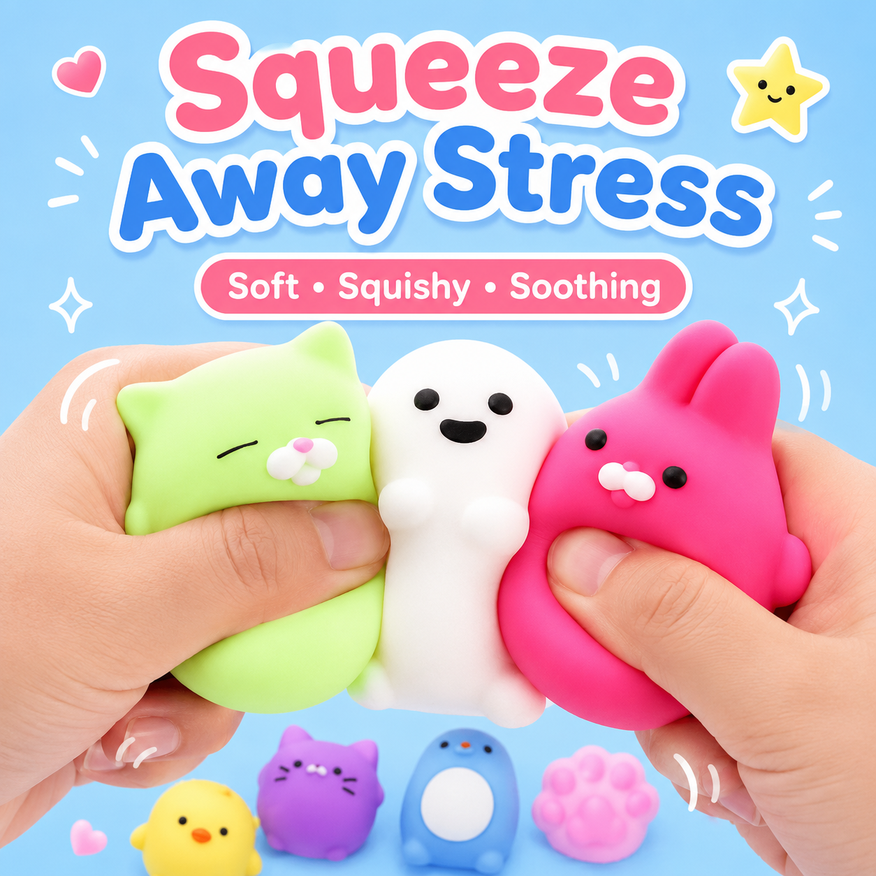 Mixed Styles Mini Kawaii Mochi Squishy Fidget Toy
