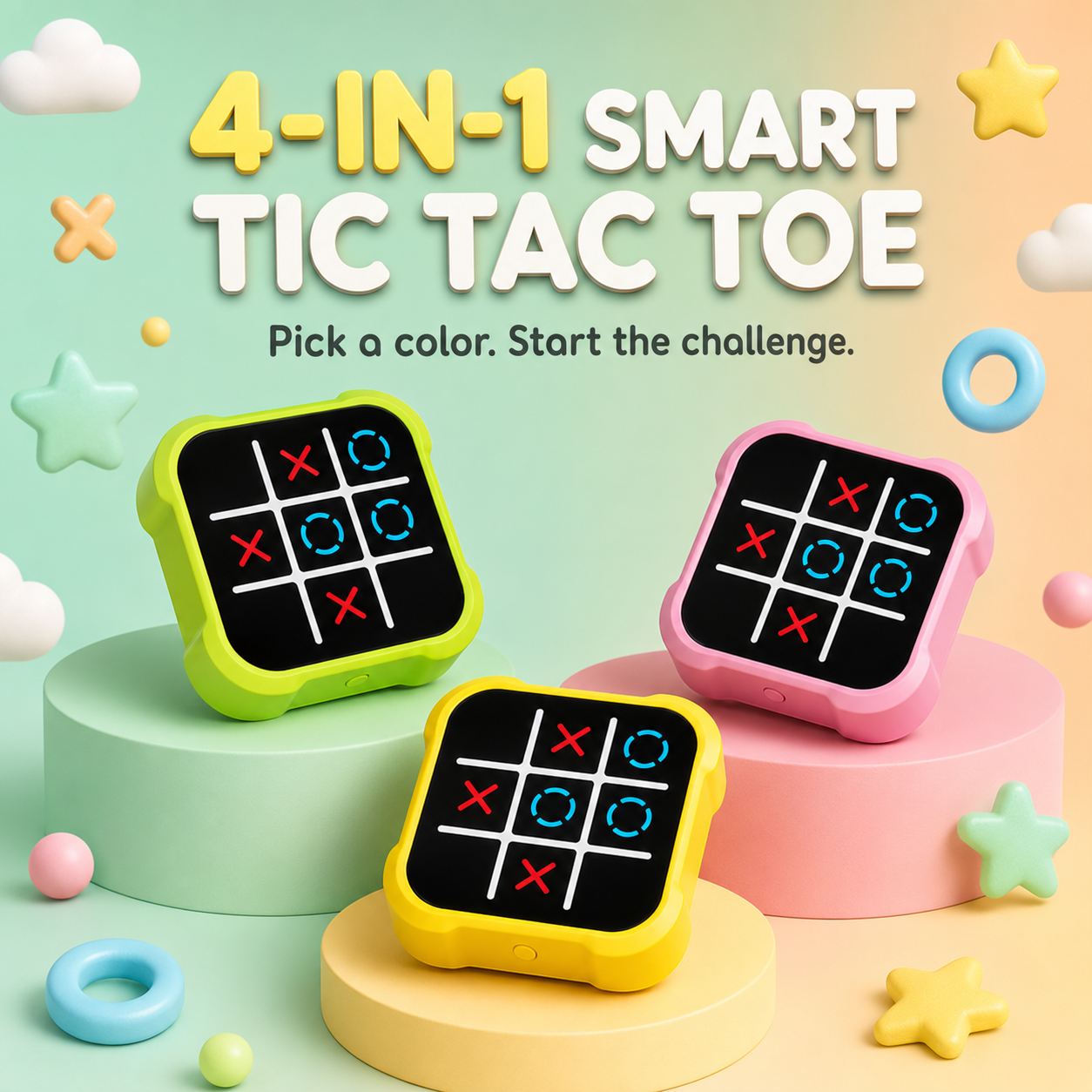 4 IN 1 Electronic Smart Tic Tac Toe Puzzle Game Toy