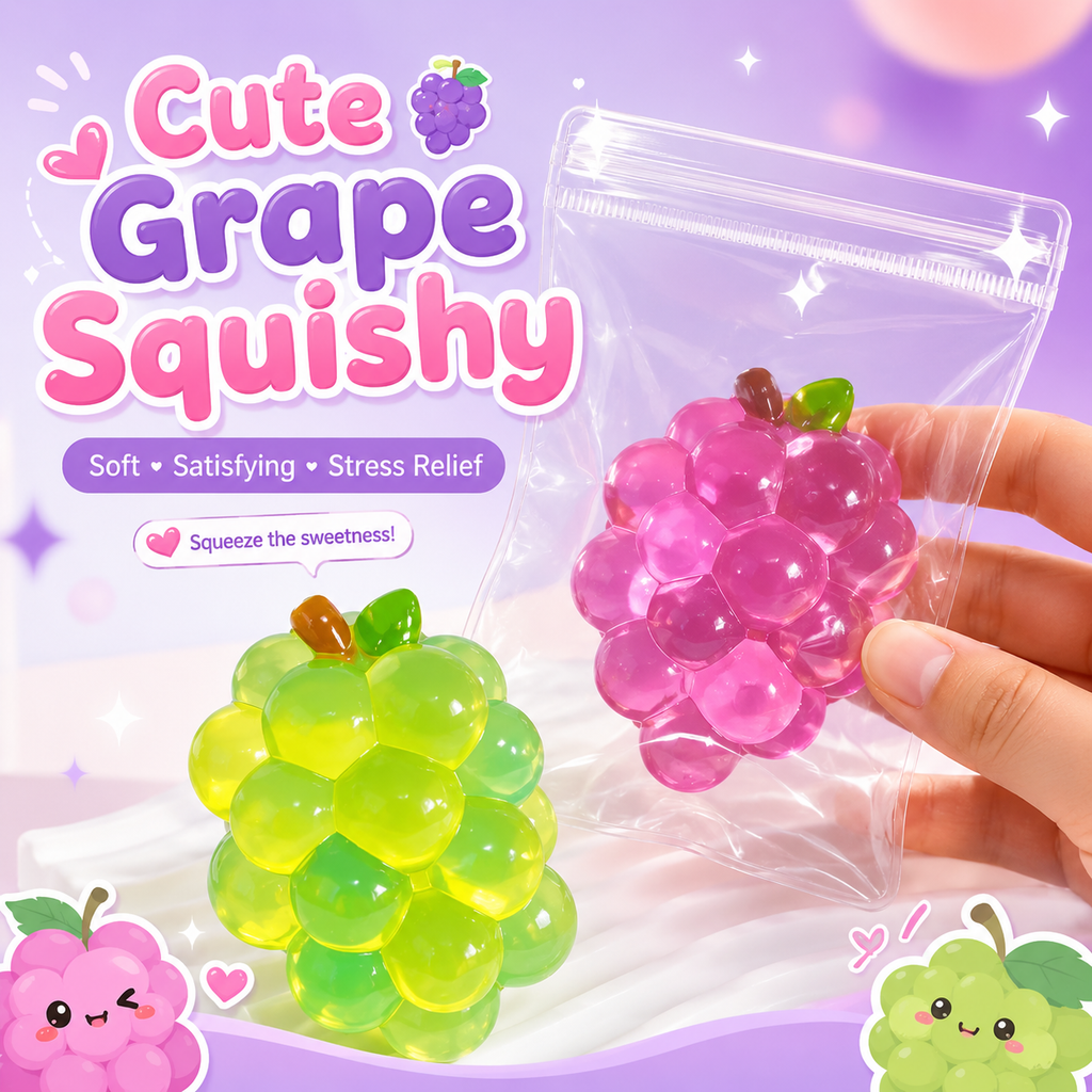 Transparent Jelly Grape Cluster Squishy Squeeze Toy